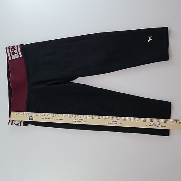 PINK YOGA VICTORIA'S SECRET Black Leggings Bling Rhinestone Logo - Size Small - Picture 9 of 14